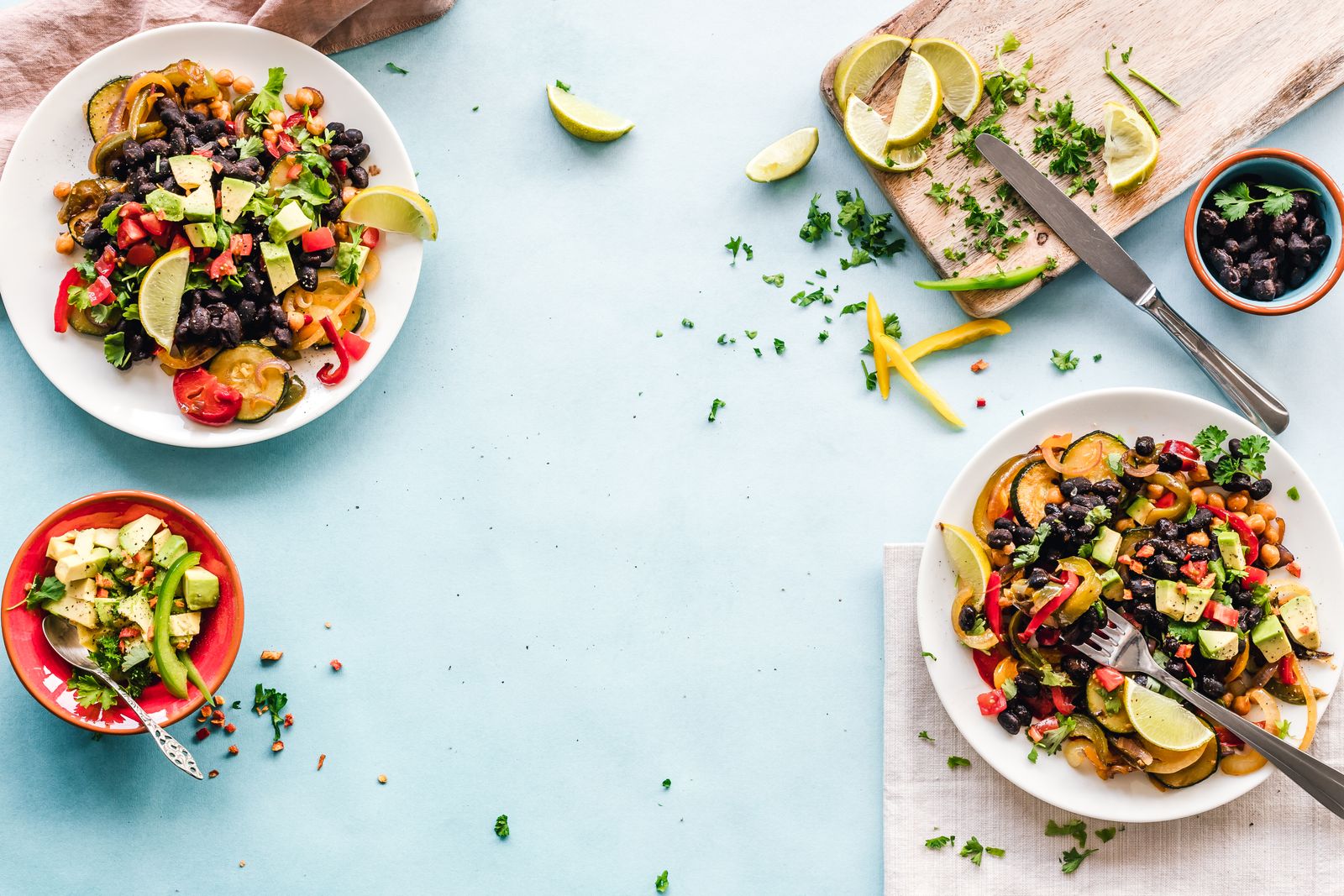 Stuffed bell peppers with chickpeas, rice, and feta